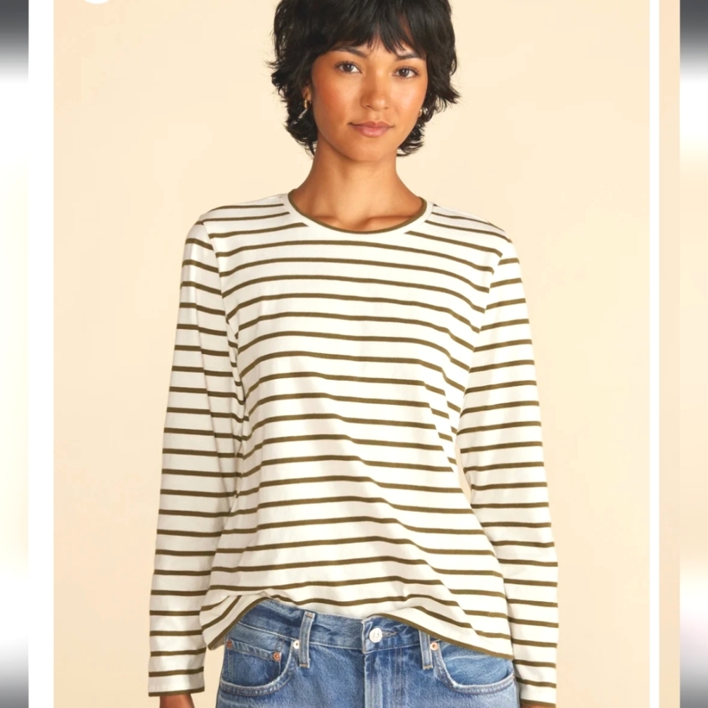 Amour Vert Organic Cotton Striped Long Sleeve Berkeley Top